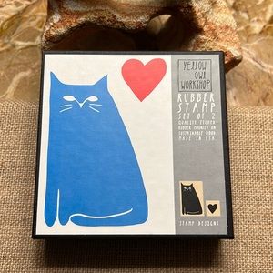 🐈‍⬛ Cat and Heart Rubber Stamp Set of 2